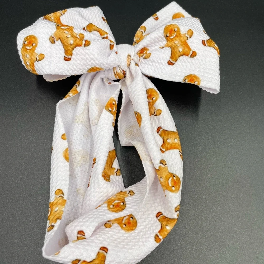 Girls Gingerbread Man Themed Christmas OS Infant Bow Headband